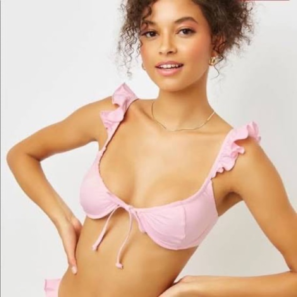 Frankie’s Bikinis Birdie Top - Pink - NWT - ruffle sleeve - bottom available